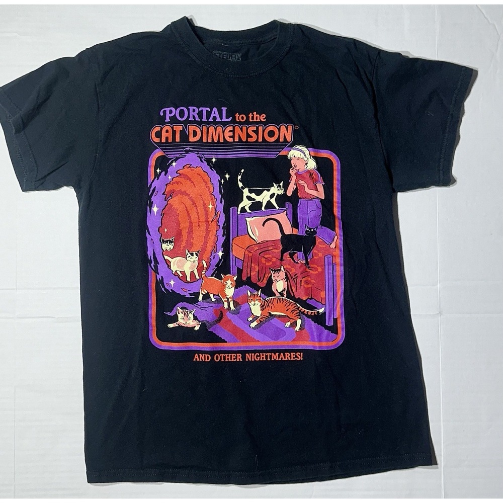 Steven Rhodes T Shirt Adult Medium Black Portal To The Cat Dimension Sellout